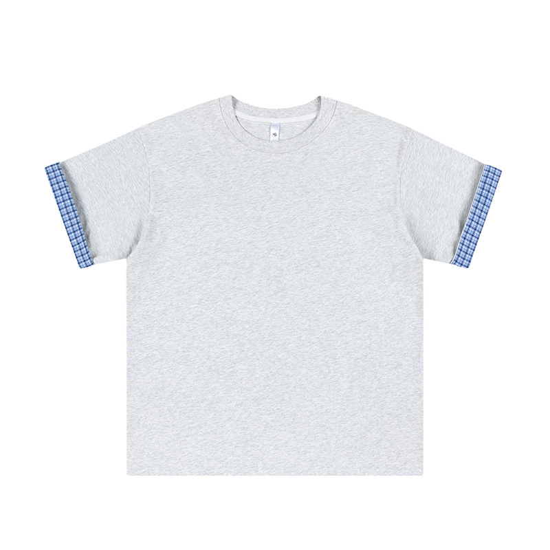 2026 Καλοκαίρι: Αντρικό T‑Shirt με καρό σχέδιο και χρωματικά μπλοκ, κοντό μανίκι, χαλαρή γραμμή