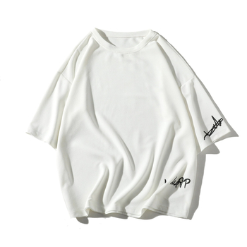 Ανδρικό καλοκαιρινό T‑shirt σε χαλαρή γραμμή, κοντό μανίκι, στυλ Χονγκ Κονγκ, εκτύπωση