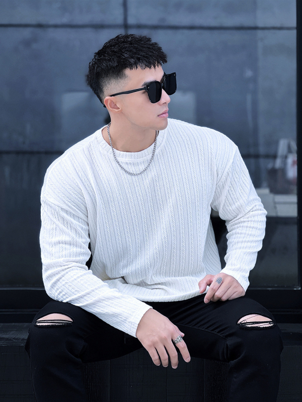 Muška prugasta pamučna majica s dugim rukavima, slim fit, casual sportski top za proljeće i jesen