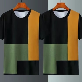 Ανδρικό T‑shirt από ice silk με καρό μοτίβ, κοντό μανίκι, στρογγυλός λαιμός, ελαφρύ καλοκαιρινό τοπ με σχέδιο αίματος