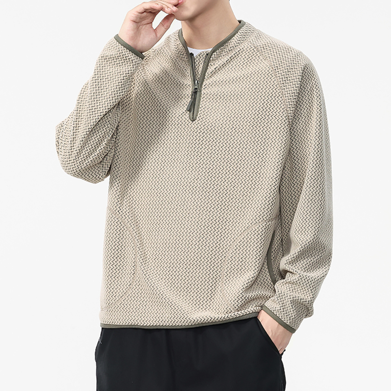 Muški T-shirt s dugim rukavima, američki retro valoviti uzorak, svestran minimalistički top, moderan stil
