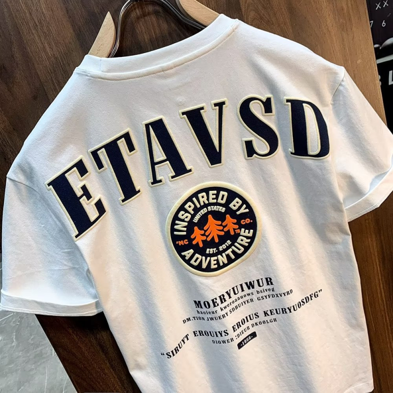 Muški kratki T-shirt od Lycra Ice Silk Cottona, slim kroj, urban print s motivom crtića