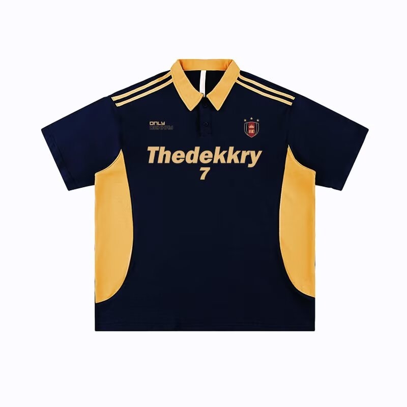 Muško ljetno T-shirt s blokovima boja, kratkim rukavima, opušten kroj, udobna, retro američki stil, poliester