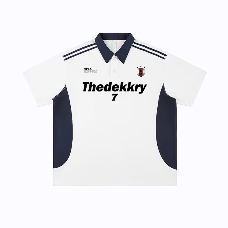 Muško ljetno T-shirt s blokovima boja, kratkim rukavima, opušten kroj, udobna, retro američki stil, poliester