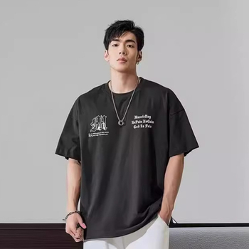Muški kratkih rukava T-shirt u korejskom stilu, ljeto 2024, udoban kroj, okrugli izrez, otisak, casual komad