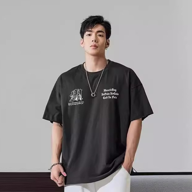 Muški kratkih rukava T-shirt u korejskom stilu, ljeto 2024, udoban kroj, okrugli izrez, otisak, casual komad