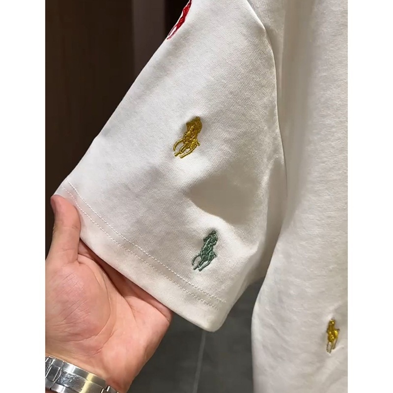 Ανδρική κοντομάνικη T-shirt με κέντημα, καλοκαιρινή εφαρμογή, στρογγυλός λαιμός, γεωμετρικό μοτίβο