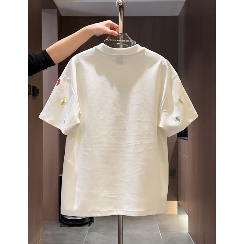 Ανδρική κοντομάνικη T-shirt με κέντημα, καλοκαιρινή εφαρμογή, στρογγυλός λαιμός, γεωμετρικό μοτίβο