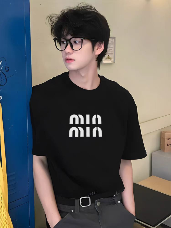 We11 Ανδρικό T‑shirt με εκτύπωση γραμμάτων Wellmiki, χαλαρή γραμμή, κοντό μανίκι, βαμβακερό, καλοκαίρι
