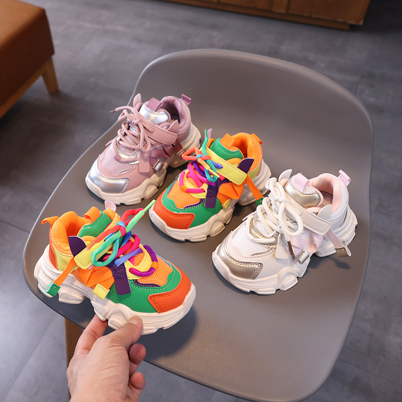 Jesenske dječje tenisice s Velcro kopčom — Unisex stil 'dad', prozračne mrežaste gornje, protiv klizanja, izdržljiva gumena potplat, za uzrast 1–12 godina
