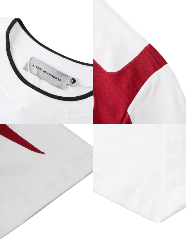 MADEEXTREME Vintage streetwear T‑shirt με κεντημένο έμβλημα και ραφές σε στιλ ποδοσφαίρου, κοντό μανίκι, για άνδρες