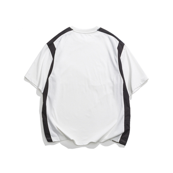 Beijie Ανδρικό T-shirt με κοντό μανίκι και χρωματικά μπλοκ, στυλ αμερικανικού streetwear, άνοιξη 2025