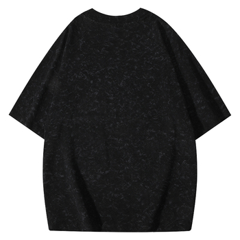 Ανδρικό βαμβακερό T‑shirt με κοντά μανίκια, ραγκλάν ώμων, εκτύπωση μπατίκ, στρογγυλός λαιμός, κέντημα