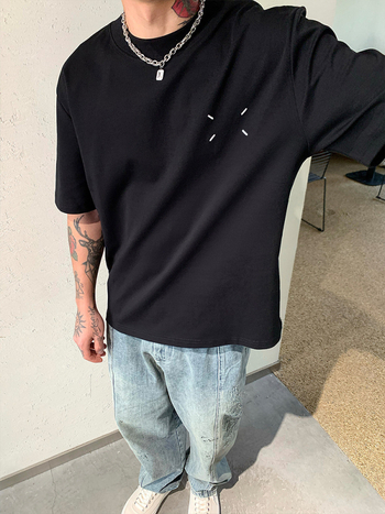 Ανδρικό κοντομάνικο T‑shirt από βαμβάκι, μονόχρωμο, χαλαρή γραμμή, στρογγυλή λαιμόκοψη, καλοκαίρι