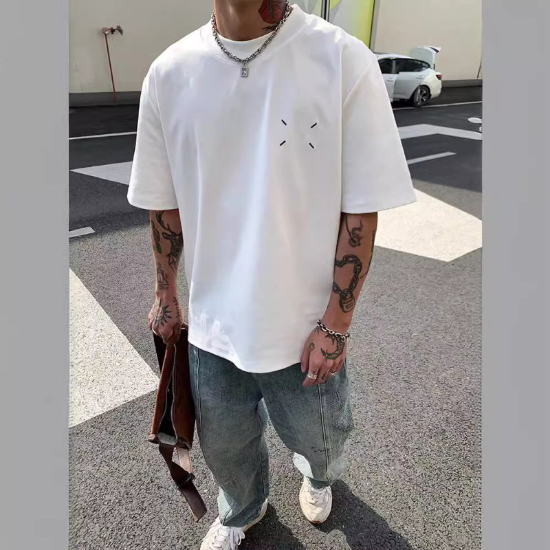 Ανδρικό κοντομάνικο T‑shirt από βαμβάκι, μονόχρωμο, χαλαρή γραμμή, στρογγυλή λαιμόκοψη, καλοκαίρι