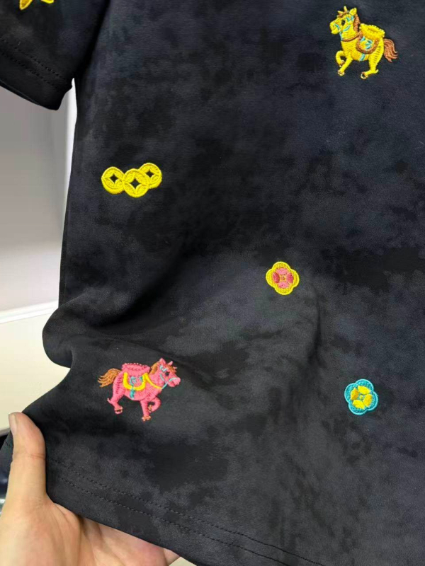 2026 Κεντημένο ανδρικό T-shirt με σχέδιο Get Rich, βαρύ ύφασμα, κοντά μανίκια, διακριτή πολυτέλεια, υψηλή ποιότητα, ευέλικτο, στρογγυλός λαιμός