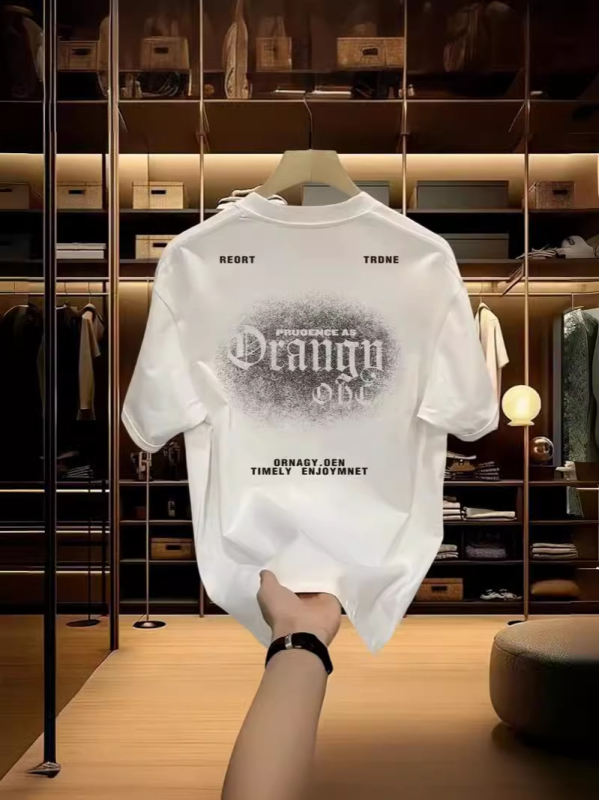 Αμερικανικού στυλ ρετρό χιπ-χοπ κοντομάνικη ανδρική T‑shirt, χαλαρή εφαρμογή, στρογγυλός λαιμός, καθημερινό βασικό T‑shirt