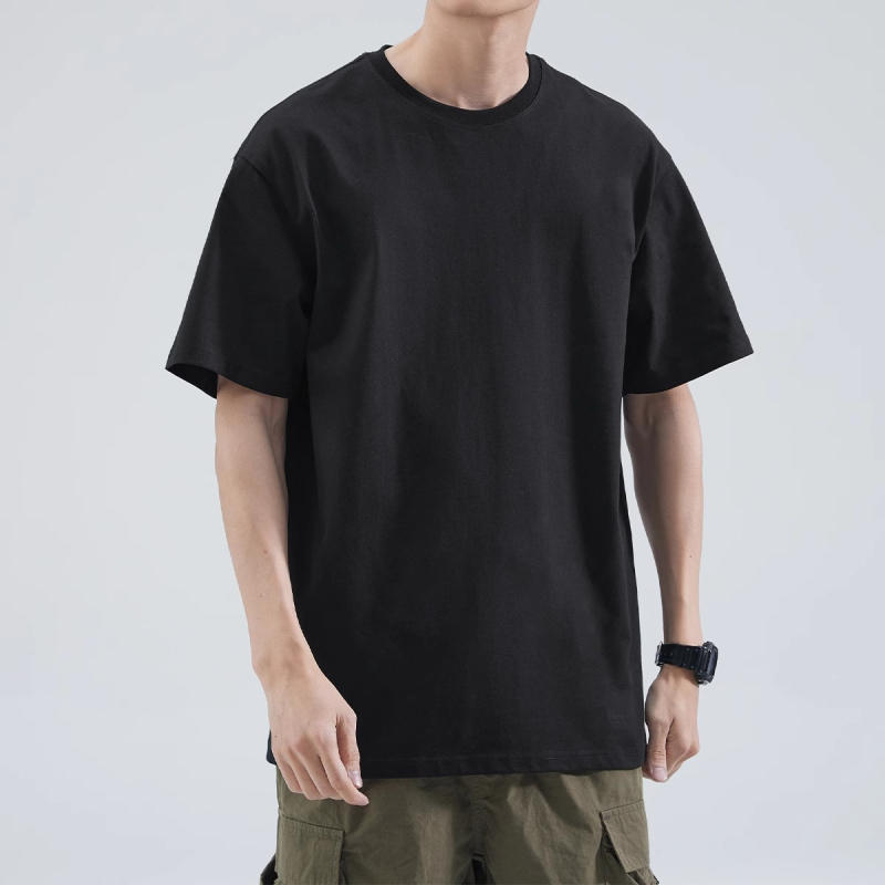180 g μονόχρωμο κοντομάνικο T-shirt με δυνατότητα εκτύπωσης λογότυπου, στρογγυλή λαιμόκοψη, χαλαρή γραμμή, καλοκαιρινό casual