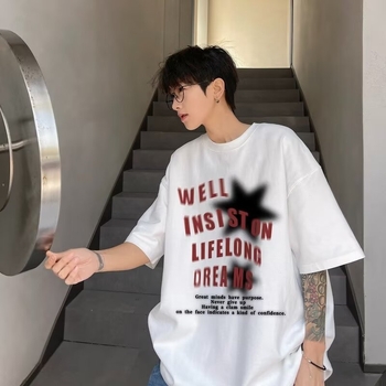 Ανδρικό T-shirt με κοντά μανίκια, μέγεθος Plus, καλοκαίρι 2024, αμερικανικό streetwear, χαλαρή γραμμή