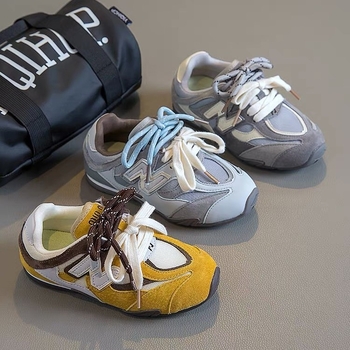 Dječje tenisice s kontrastnim bojama, korejskog stila trening tenisice, prozračne, protuklizna podloga, s Velcro trakom, unisex, jesen 2025