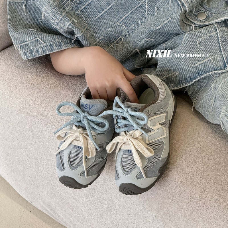 Dječje tenisice s kontrastnim bojama, korejskog stila trening tenisice, prozračne, protuklizna podloga, s Velcro trakom, unisex, jesen 2025
