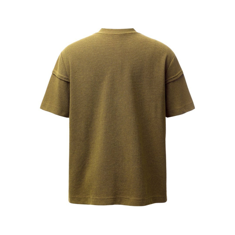 2026 καλοκαίρι: Νέο μοντέλο αμερικανικού streetwear T‑shirt με εκτύπωση γραμμάτων, εφέ ψευδούς δύο τμημάτων, στρογγυλός λαιμός, κοντά μανίκια, για άνδρες