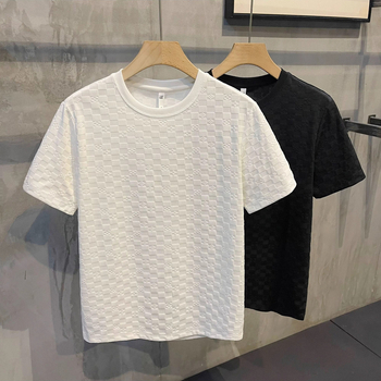 Αντρικό κοντομάνικο T‑shirt με στενή εφαρμογή, δροσερό ύφασμα Ice Silk, με σχέδιο γραμμάτων, επιχειρηματικό στυλ Ευρώπη-Αμερική, μοντέλο 2026
