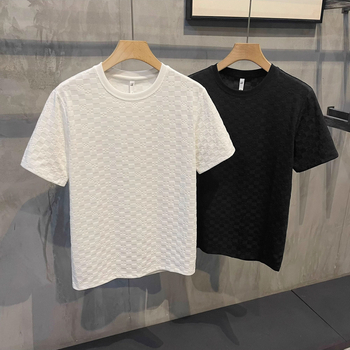 Αντρικό κοντομάνικο T‑shirt με στενή εφαρμογή, δροσερό ύφασμα Ice Silk, με σχέδιο γραμμάτων, επιχειρηματικό στυλ Ευρώπη-Αμερική, μοντέλο 2026