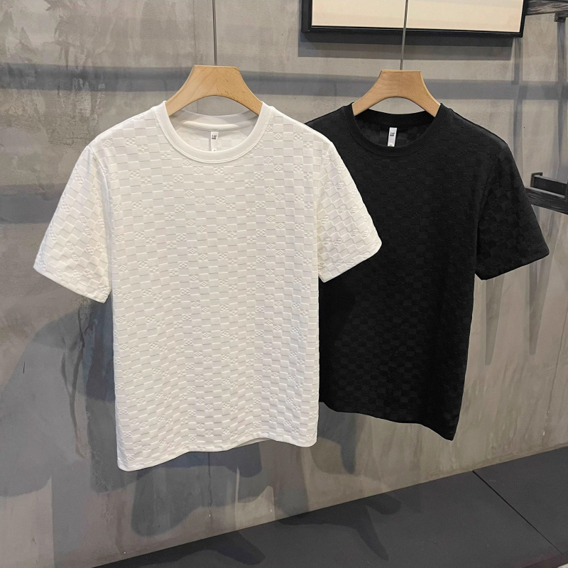Αντρικό κοντομάνικο T‑shirt με στενή εφαρμογή, δροσερό ύφασμα Ice Silk, με σχέδιο γραμμάτων, επιχειρηματικό στυλ Ευρώπη-Αμερική, μοντέλο 2026