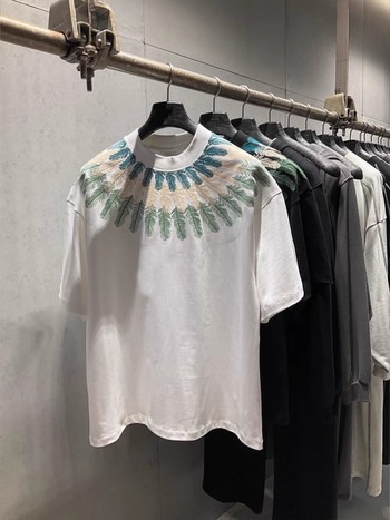 Ανδρικό καλοκαιρινό T‑shirt με εκτύπωση φτερού παγωνιού, υψηλής ποιότητας ραφή, κοντά μανίκια, στρογγυλός λαιμός, καθημερινό άνετο