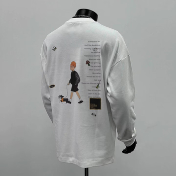 Μακρυμάνικο T-shirt από 100% βαμβάκι, στρογγυλή λαιμόκοψη, βαρείς τύπου, 2025 premium για άνδρες, αστικός στυλ, συμβατό με ζευγάρια