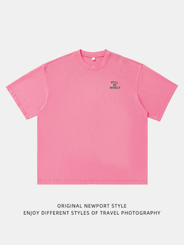 Ανδρικό κοντομάνικο T‑shirt με εκτύπωση γραμμάτων σε μπλοκ, αμερικανικό στυλ, 100% βαμβάκι, φαρδιά γραμμή, καλοκαίρι ρετρό