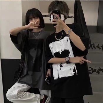 Muška kratka majica, slobodan kroj, trendovski ulični stil Harajuku i Hong Kong stil, ljeto, za parove