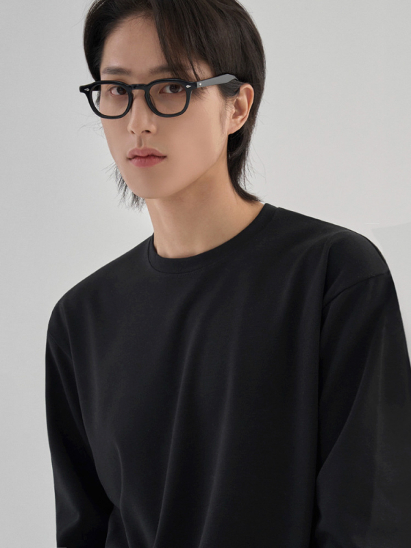 MYQ Jednostavan ležeran muški dugi rukav majica, 100% pamuk, jesenska baza sloj, okrugli izrez, jednobojna, korejski stil