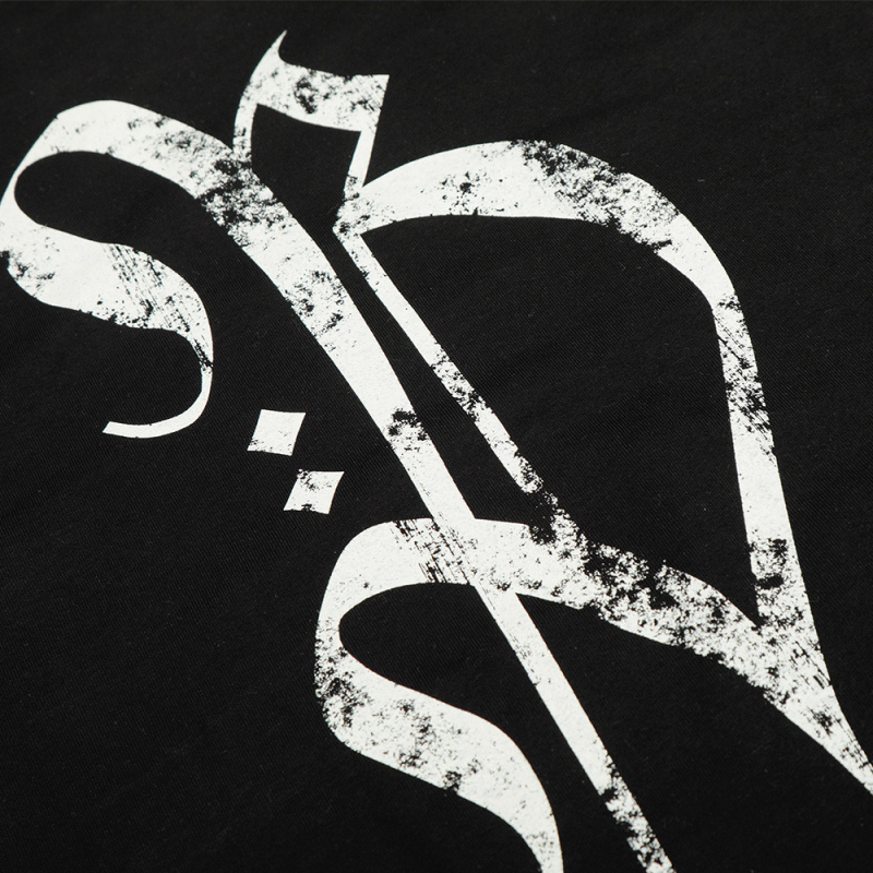 Ανδρικό μακρυμάνικο T‑shirt με σχέδιο σταυρός, σκούρο street style, ριγέ με χρωματικό block, ράγκλαν μανίκια, στρογγυλό λαιμό, άνοιξη–φθινόπωρο