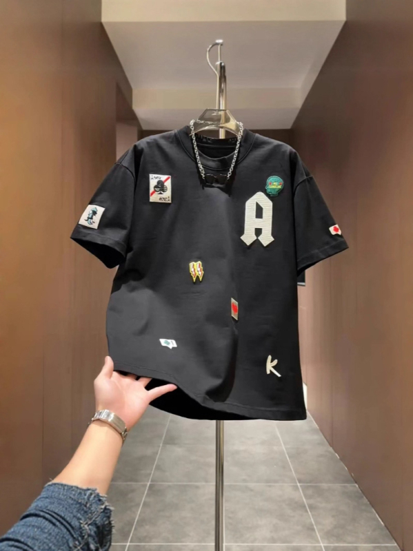 Ανδρικό κοντομάνικο T‑shirt σε αμερικάνικο στυλ, βαμβακερό, με κέντημα γραμμάτων, στρογγυλή λαιμόκοψη, καλοκαίρι.