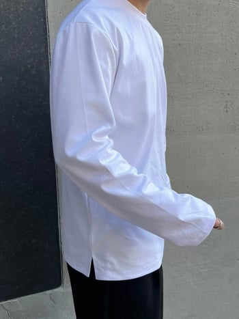 MYQ Muška majica s dugim rukavima, jednobojna, opušten kroj, okrugli izrez, korejski stil, svakodnevno nošenje