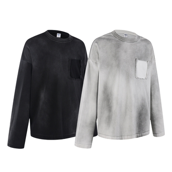 Pamut hosszú ujjú póló wasteland-stílusban, uniszex, kopott felülettel, 100% pamut.