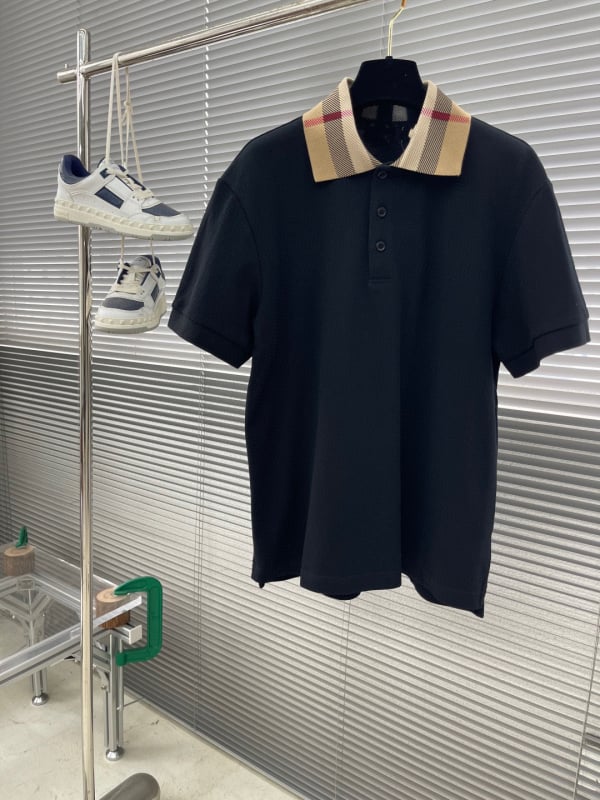 Muško polo s kariranim ovratnikom, kratkim rukavima, od pamuka piqué