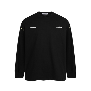Ανδρικό βαμβακερό μακρυμάνικο T‑shirt με εκτύπωση γραμμάτων, χαλαρή εφαρμογή, στρογγυλός λαιμός, δρόμος στυλ