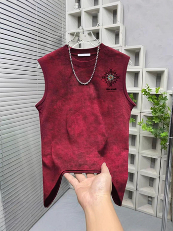 Muški bezruk top s tie-dye printom, labav kroj za ljeto