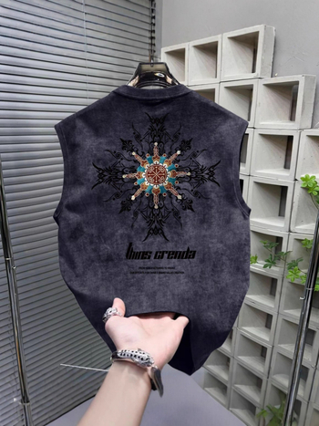 Muški bezruk top s tie-dye printom, labav kroj za ljeto