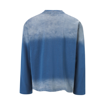Ανδρική μακρυμάνικη μπλούζα T‑Shirt με tie-dye και σπρέι εκτύπωση, streetwear στυλ, φαρδιά γραμμή, 100% βαμβάκι, για άνοιξη και φθινόπωρο