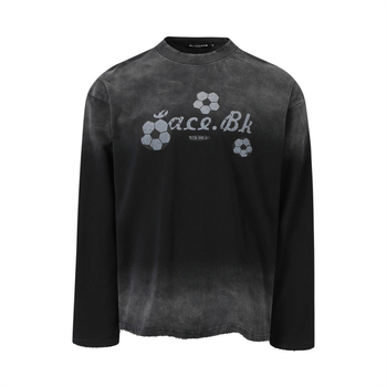 Ανδρική μακρυμάνικη μπλούζα T‑Shirt με tie-dye και σπρέι εκτύπωση, streetwear στυλ, φαρδιά γραμμή, 100% βαμβάκι, για άνοιξη και φθινόπωρο