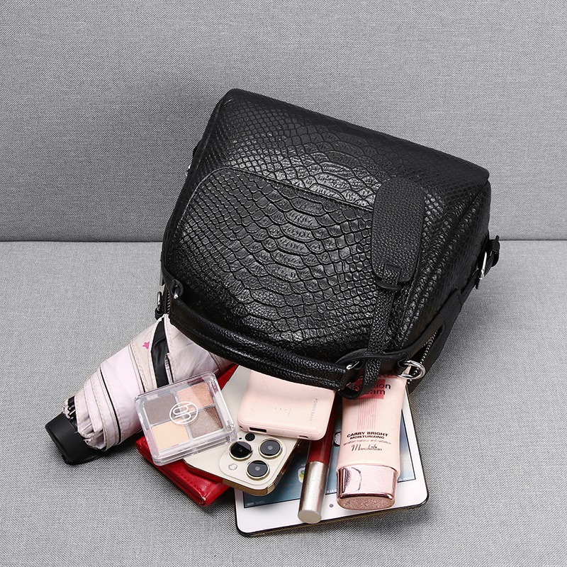 Torba za žene od prave kože, novi model, za nošenje u ruci ili preko ramena, utisnut uzorak zmije na vršnom sloju kože, crossbody torba za svakodnevnu ležernu upotrebu, mekana koža
