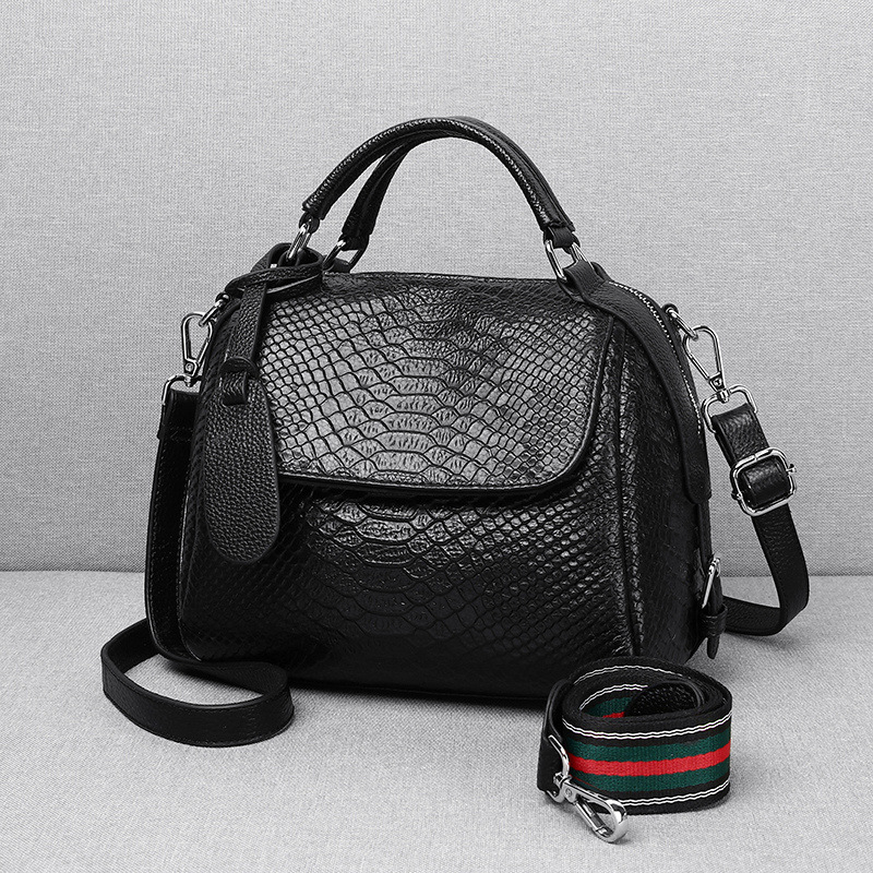 Torba za žene od prave kože, novi model, za nošenje u ruci ili preko ramena, utisnut uzorak zmije na vršnom sloju kože, crossbody torba za svakodnevnu ležernu upotrebu, mekana koža