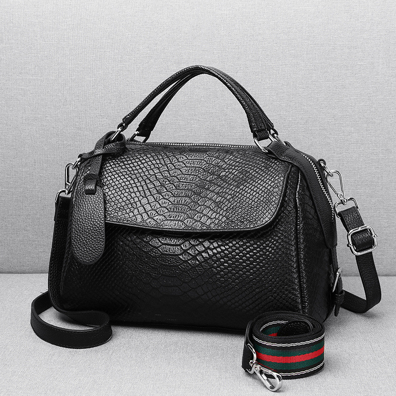 Torba za žene od prave kože, novi model, za nošenje u ruci ili preko ramena, utisnut uzorak zmije na vršnom sloju kože, crossbody torba za svakodnevnu ležernu upotrebu, mekana koža