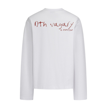 Μακρυμάνικο T‑shirt με εκτύπωση γραμμάτων, 320 g καθαρό βαμβάκι, βαριά κατασκευή, χαλαρή γραμμή, στρογγυλός λαιμός, ανδρικό streetwear άνοιξη-φθινοπωρο