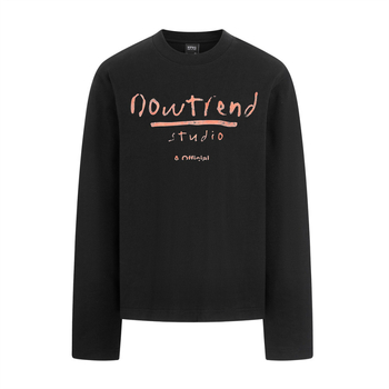 Μακρυμάνικο T‑shirt με εκτύπωση γραμμάτων, 320 g καθαρό βαμβάκι, βαριά κατασκευή, χαλαρή γραμμή, στρογγυλός λαιμός, ανδρικό streetwear άνοιξη-φθινοπωρο