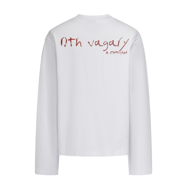 Μακρυμάνικο T‑shirt με εκτύπωση γραμμάτων, 320 g καθαρό βαμβάκι, βαριά κατασκευή, χαλαρή γραμμή, στρογγυλός λαιμός, ανδρικό streetwear άνοιξη-φθινοπωρο